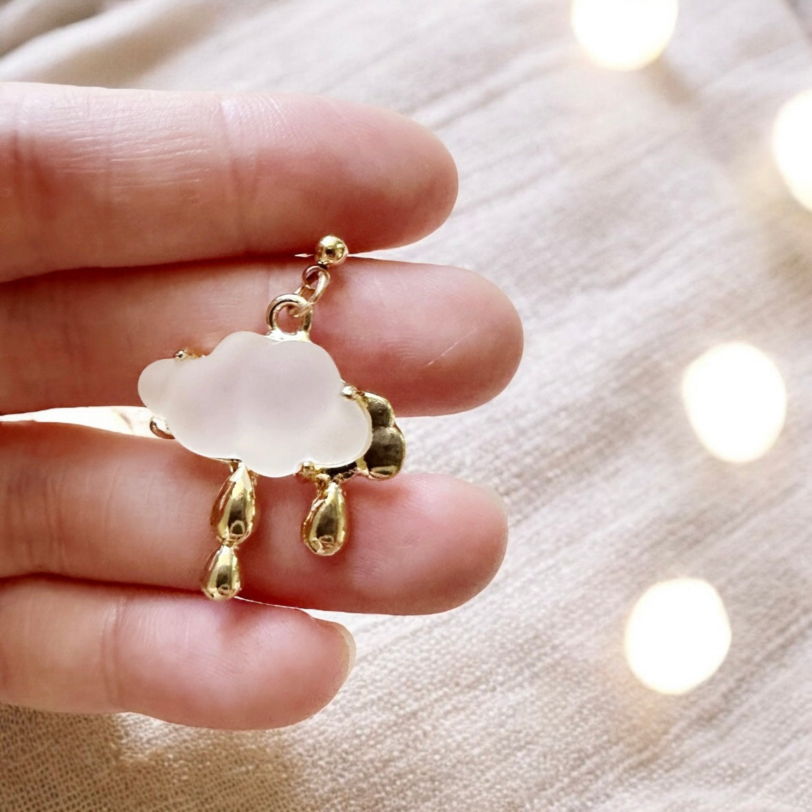 Golden or silver frosty cloud earrings