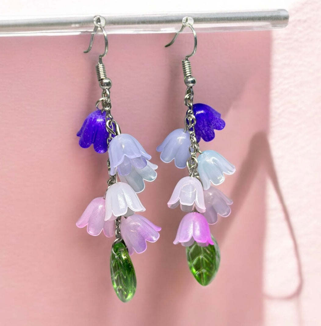 Pink purple flower earrings |mini flower earrings