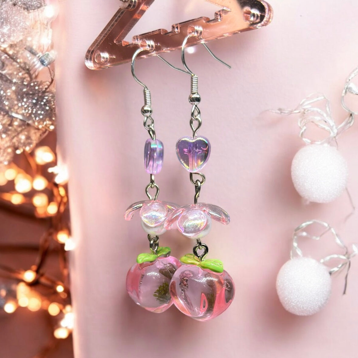 Peach dangle earrings