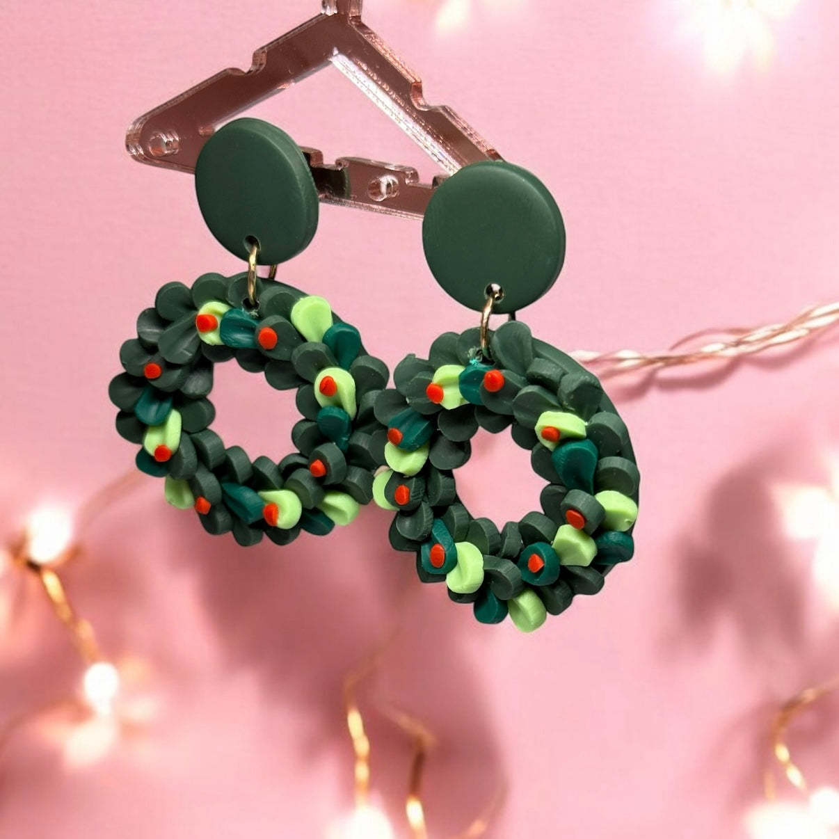 Christmas wreath earrings | christmas party earrings