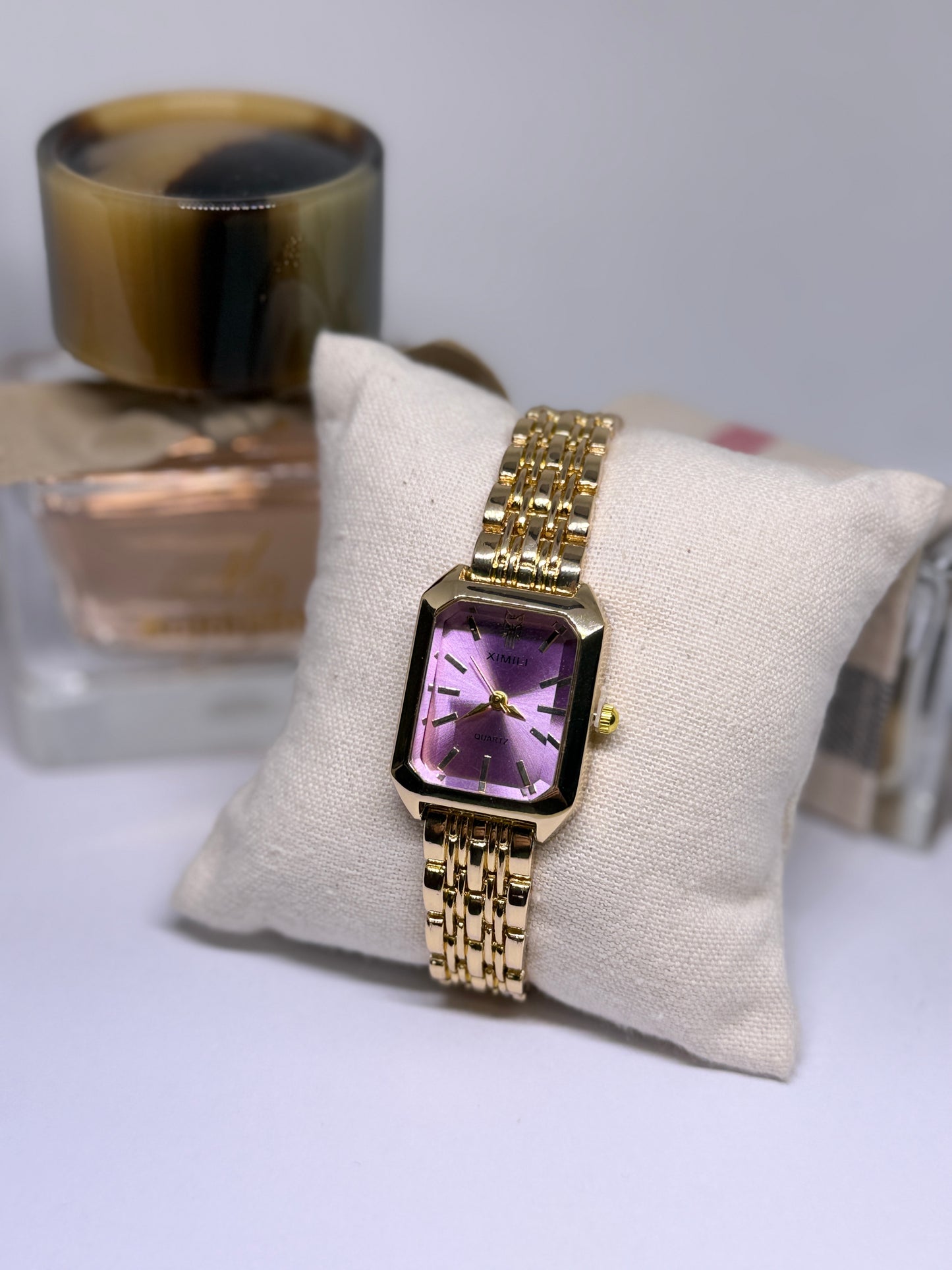 Gold tone women watch - pink