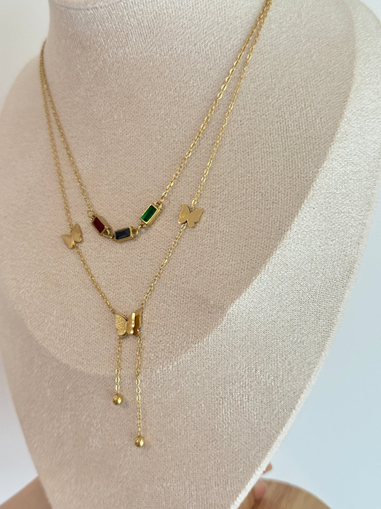 Multi-coloured butterfly necklace - TuttyKnitty