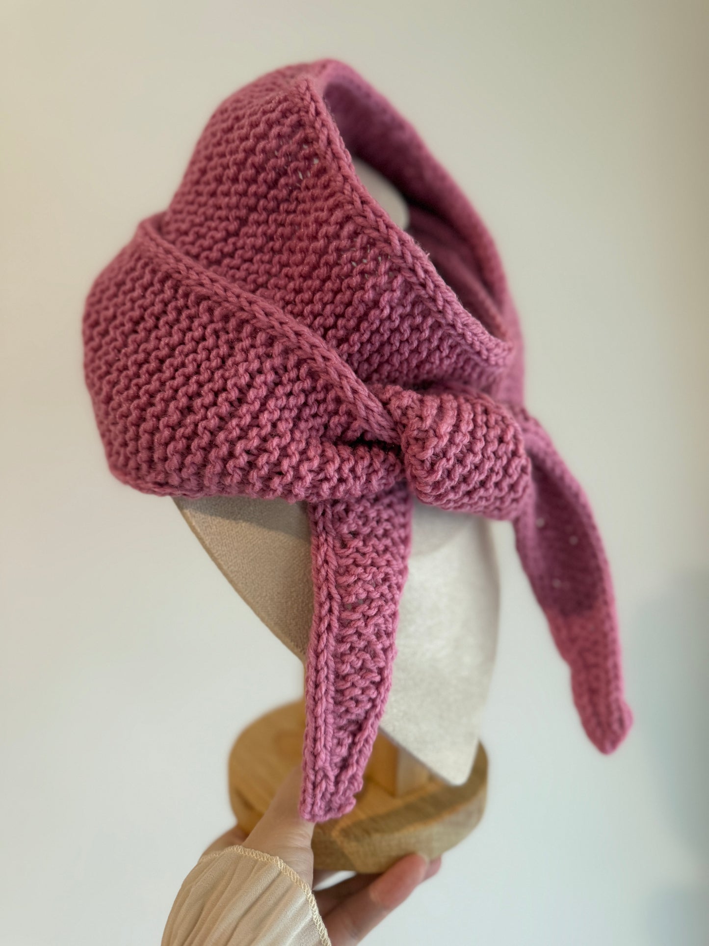 Sophie scarf in pink | hand knit neckechief | winter wrap | small skinny scaf | handmade gift | tiktok viral scarf
