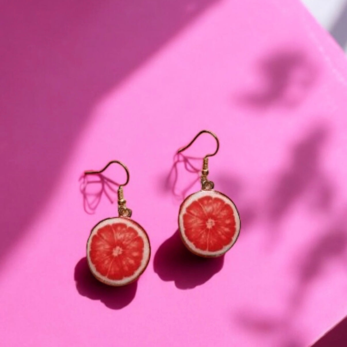 Citrus fruit earrings | fruit lover earrings | food earrings | cute kawaii earrings | fun art earrings | gold lemon grapefruit oranges