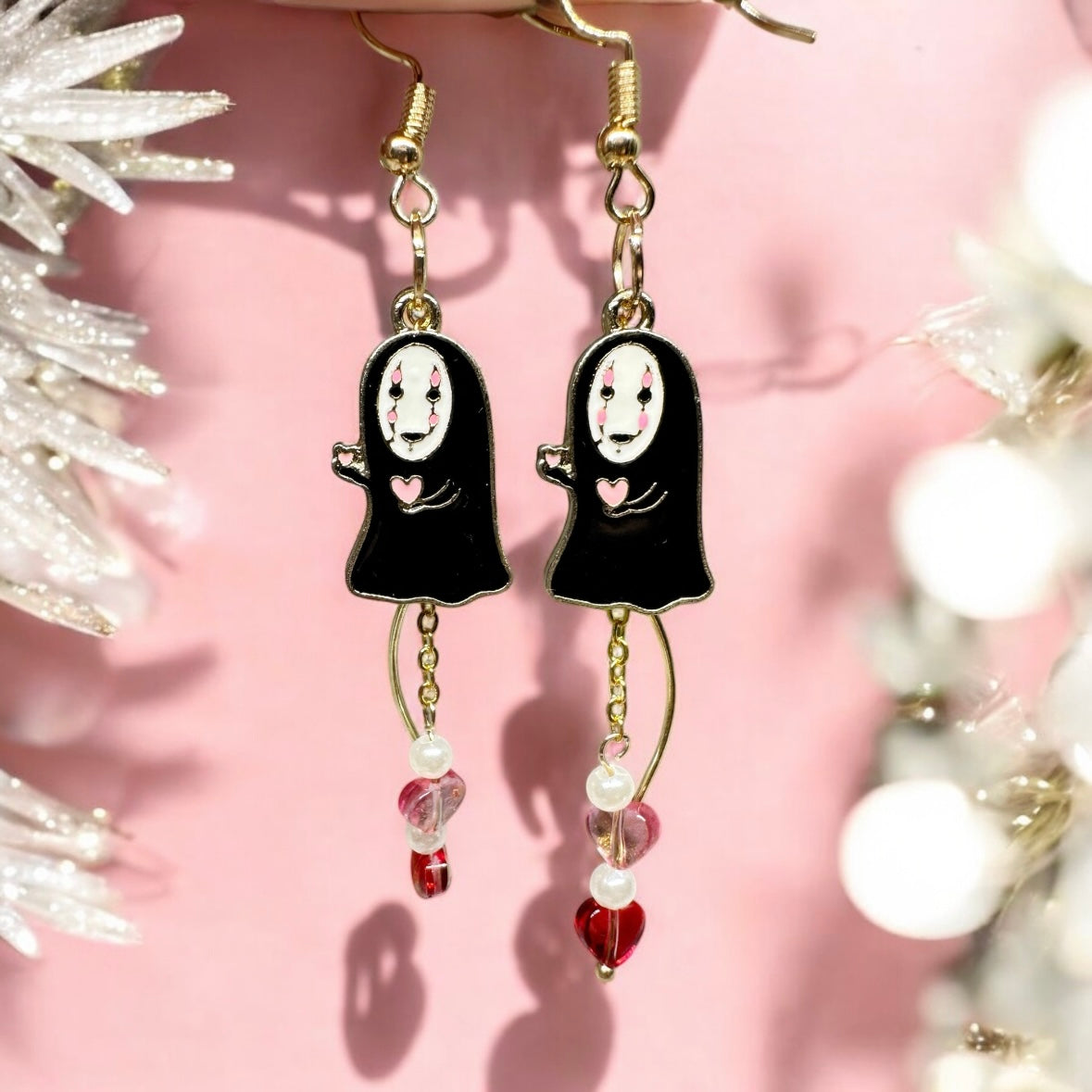 No face man earrings with love | japanese anime dangle earrings | oriental decor drop earrings| cute kawaii | howl’s earrings