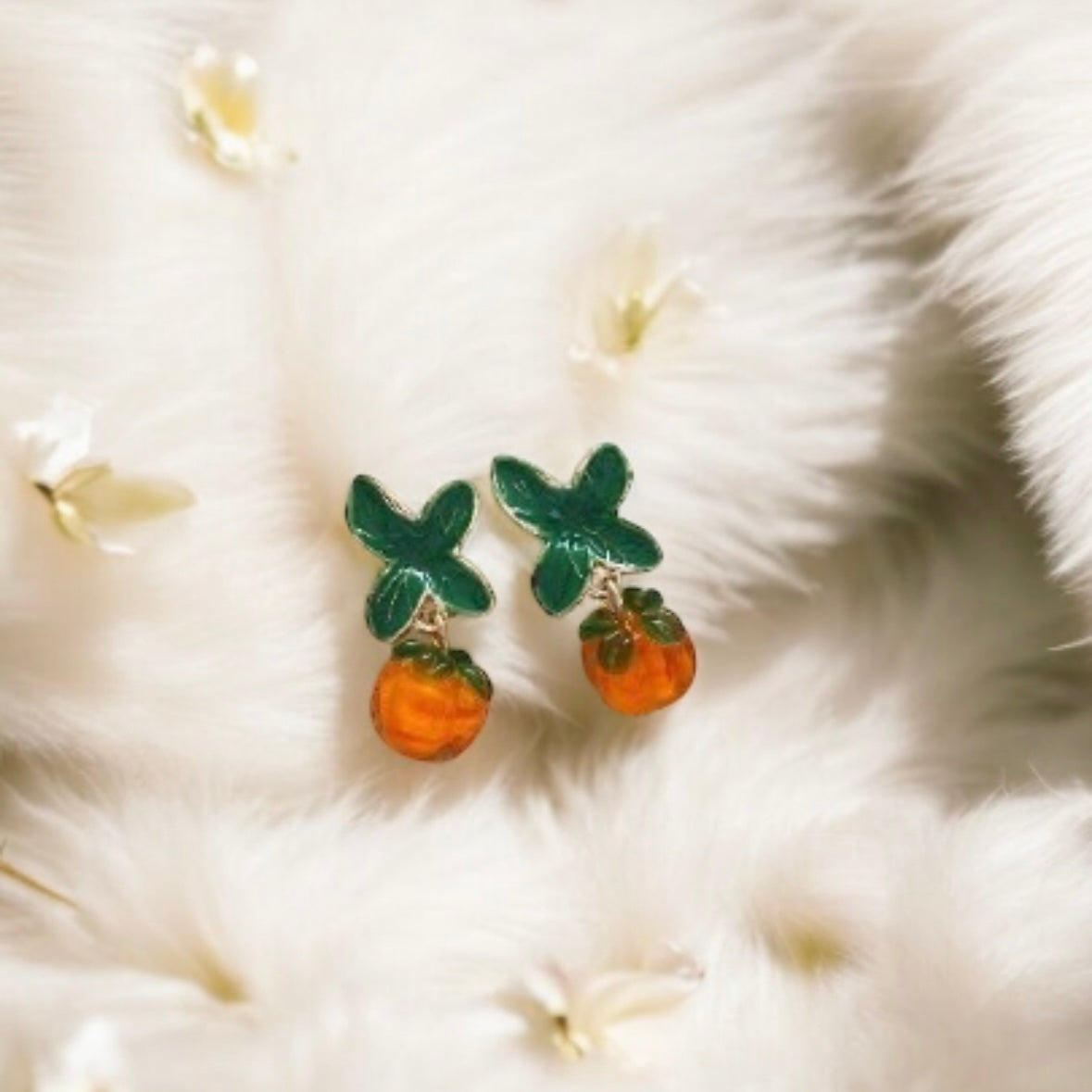 3D glass orange Citrus fruit earrings | fruit lover earrings | food earrings | cute kawaii earrings | fun art earrings | yummy oranges Inactive