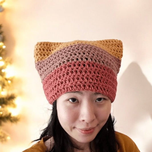 Handmade Crochet cat ear beanie | kitten head hat | cat ear hat | trendy women hat with cat ears | trendy y2k | cat lover | pussy hat