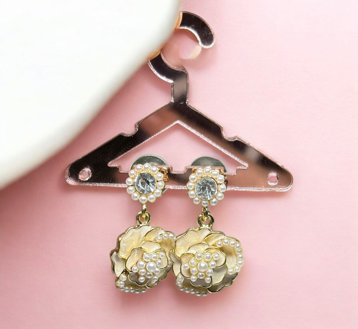 Camelia flower earrings | luxury pearl earrings