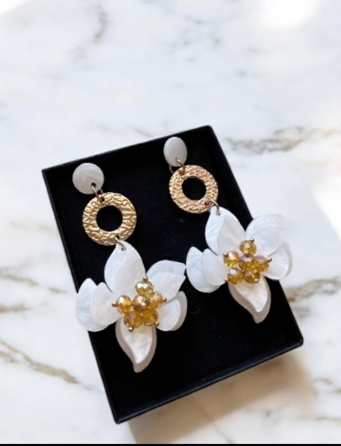 Acetate crystal flowers earrings | diamante rhinestones flower earrings | oversize spring blossom | floral statement earrings