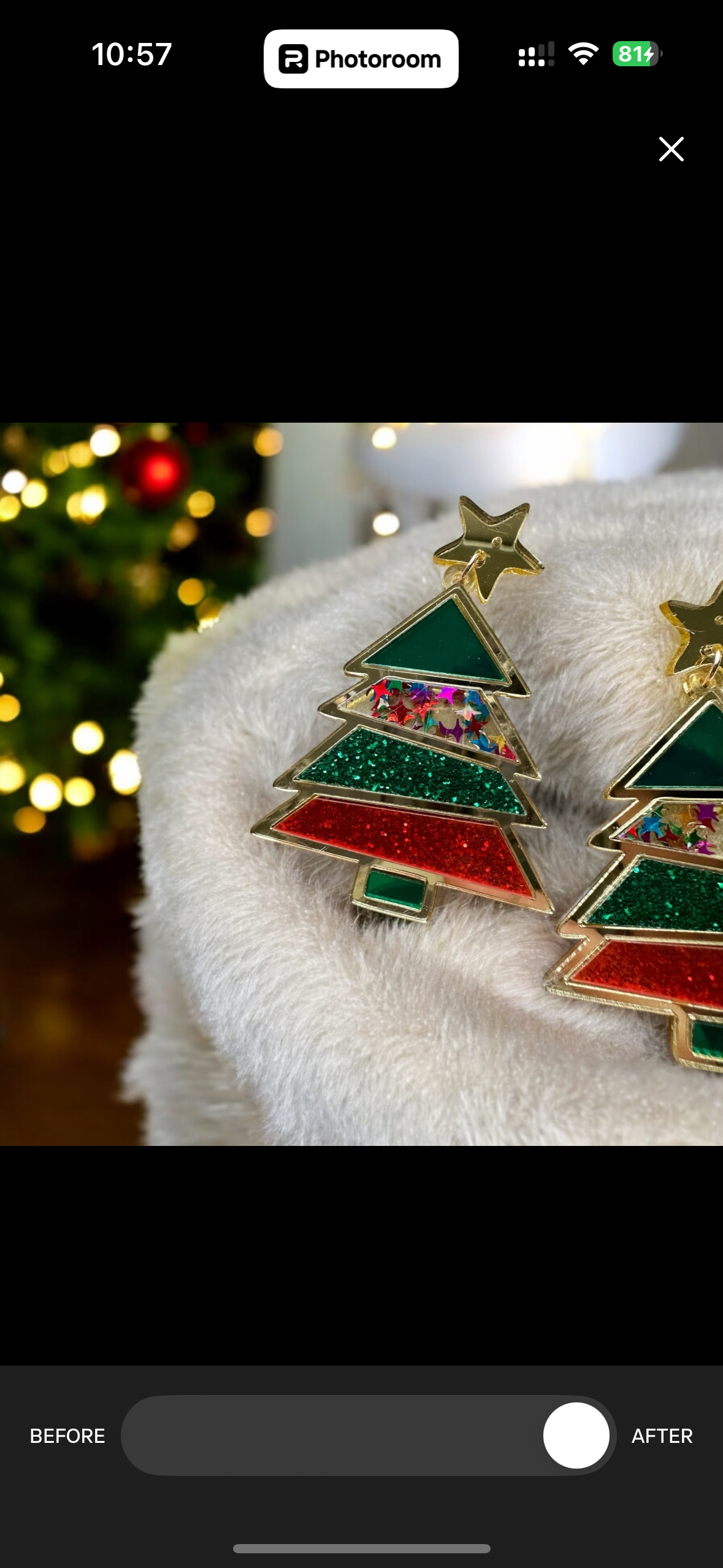 Christmas tree earrings| glitter golden acrylic earrings | art decor oversize party earrings