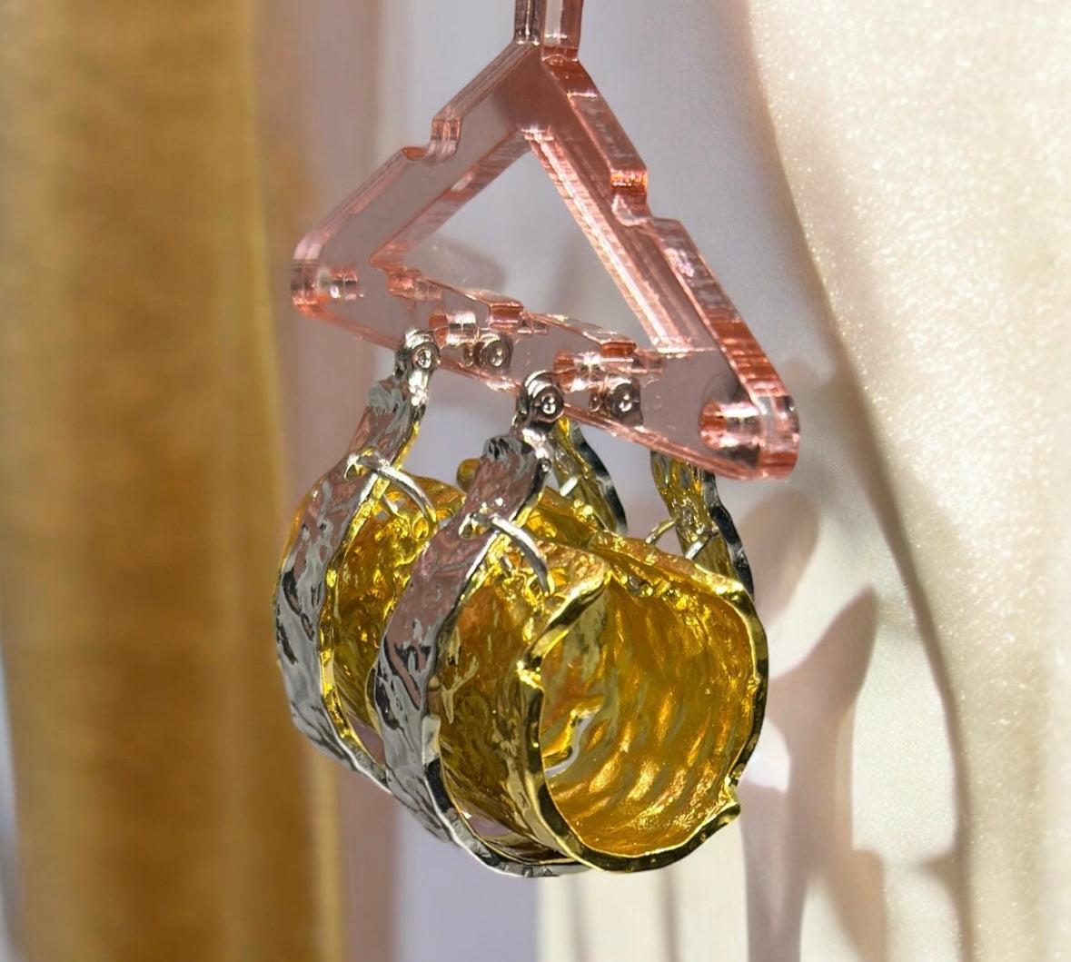 Gold & silver hammered earrings