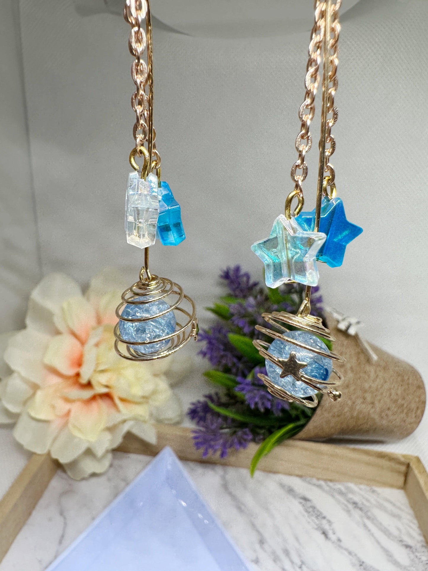 Stars and planet dangle earrings