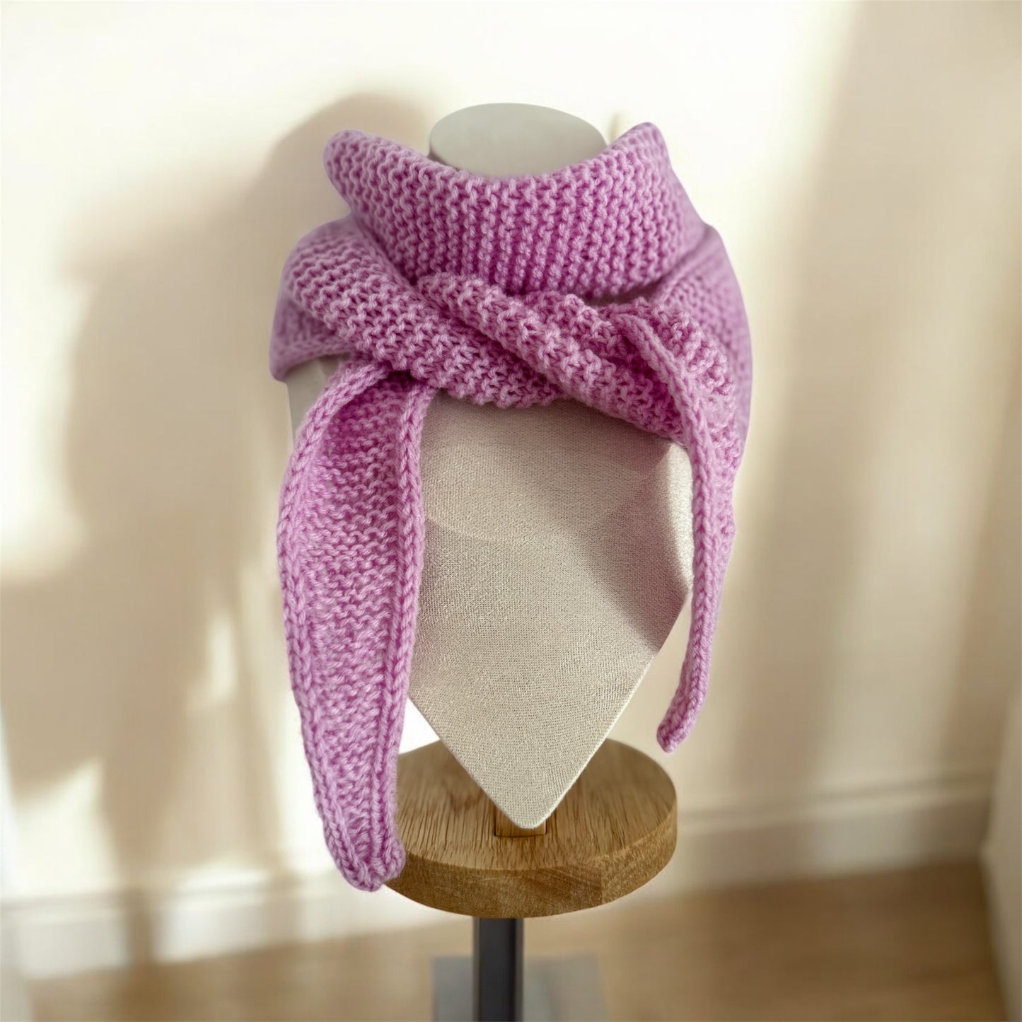 Sophie scarf in lilac pink | hand knit neckechief | winter wrap | small skinny scaf | handmade gift | tiktok viral scarf
