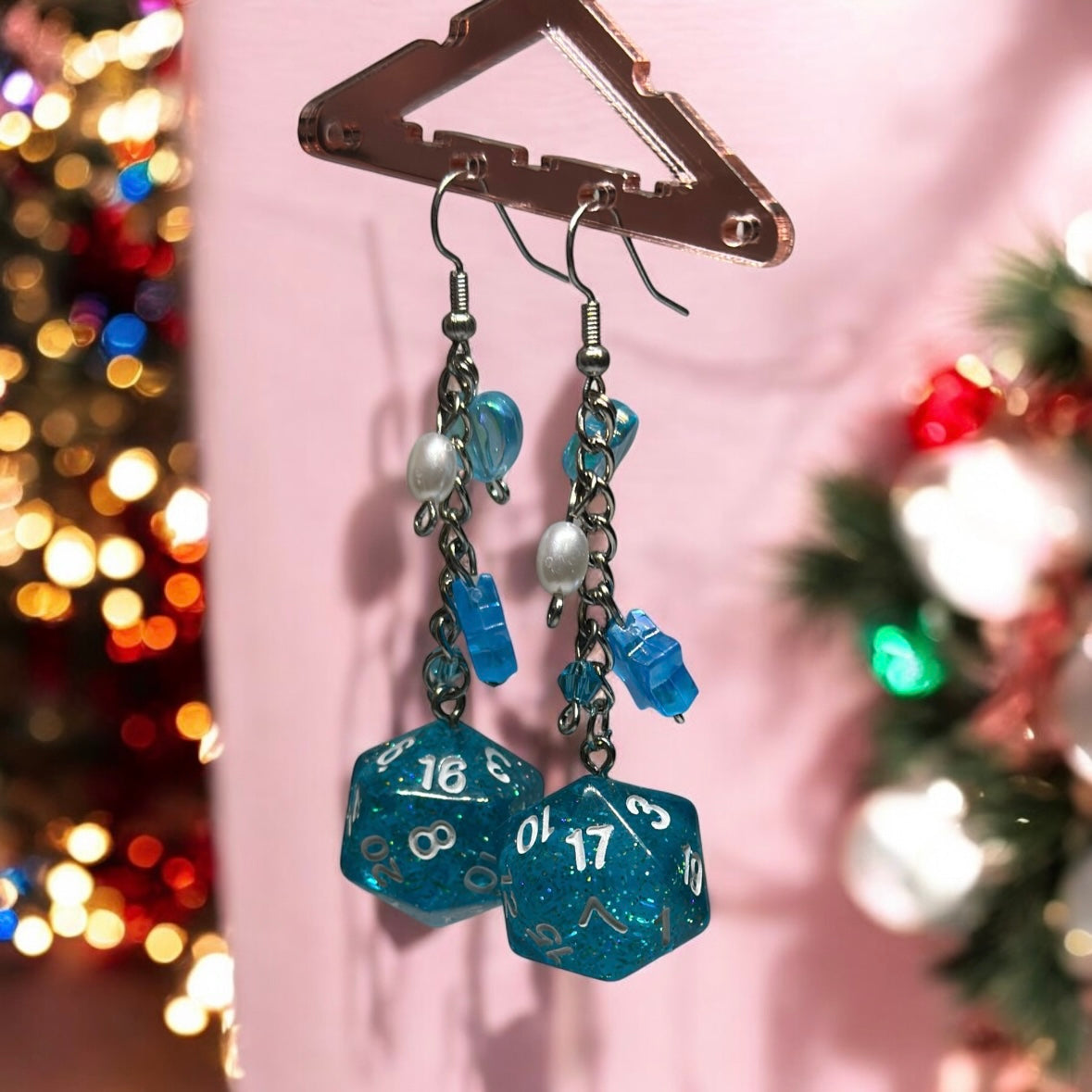 Dice earrings in blue