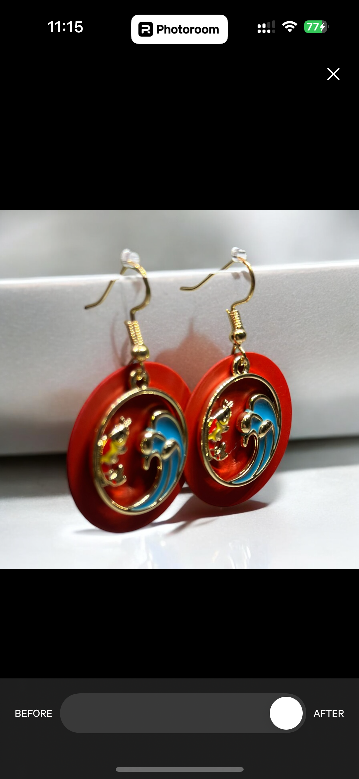 Red Colourful japanese koi fish dangle earrings