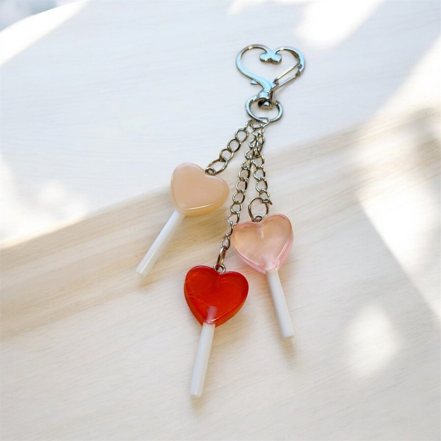 Candy lollipop bag charm | key chain | golden chain with heart bucket | y2k chain | bag lover gift