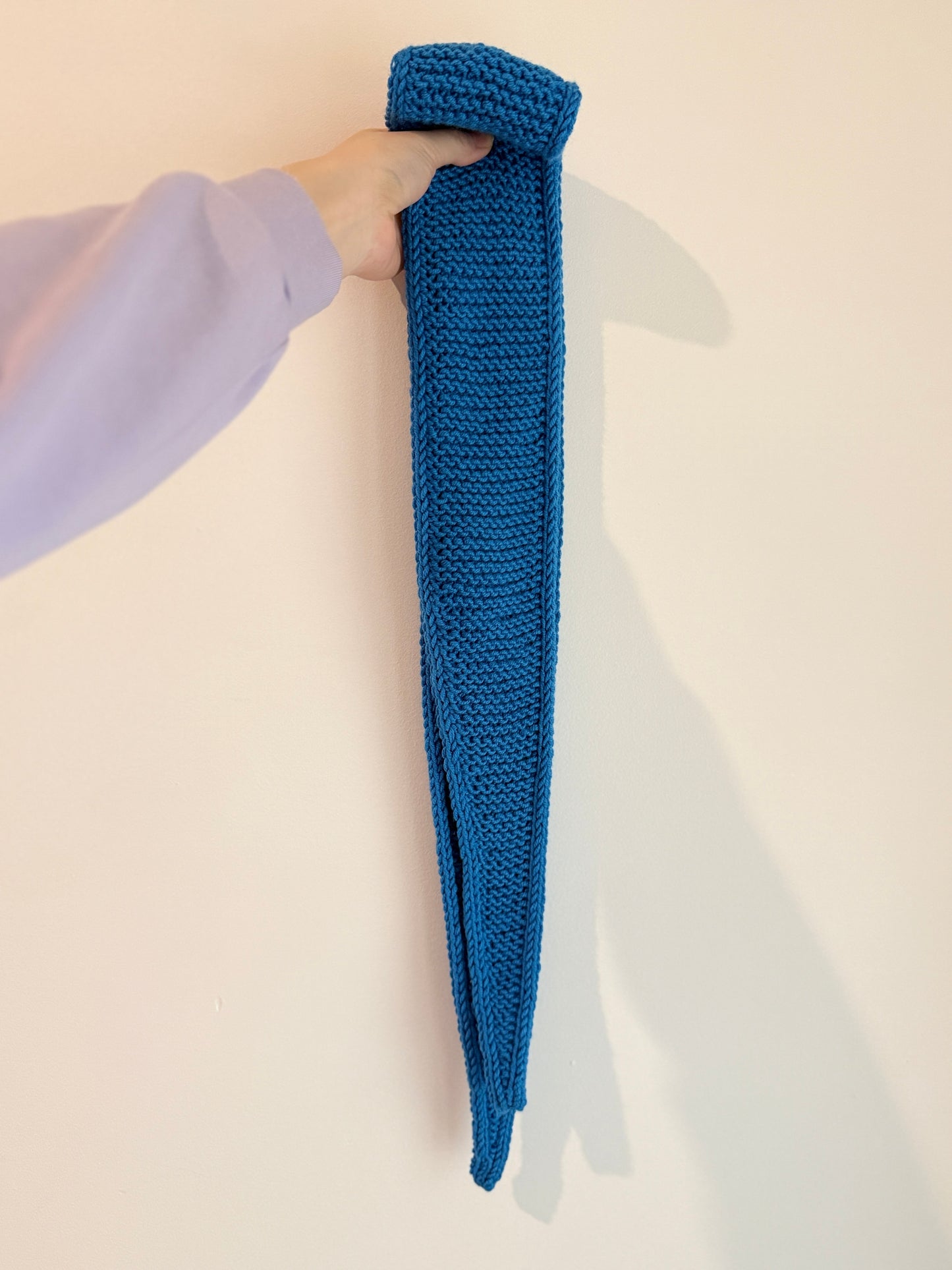 Sophie scarf in french blue  | hand knit neckechief | winter wrap | small skinny scarf | handmade gift | tiktok viral scarf | wool yarn