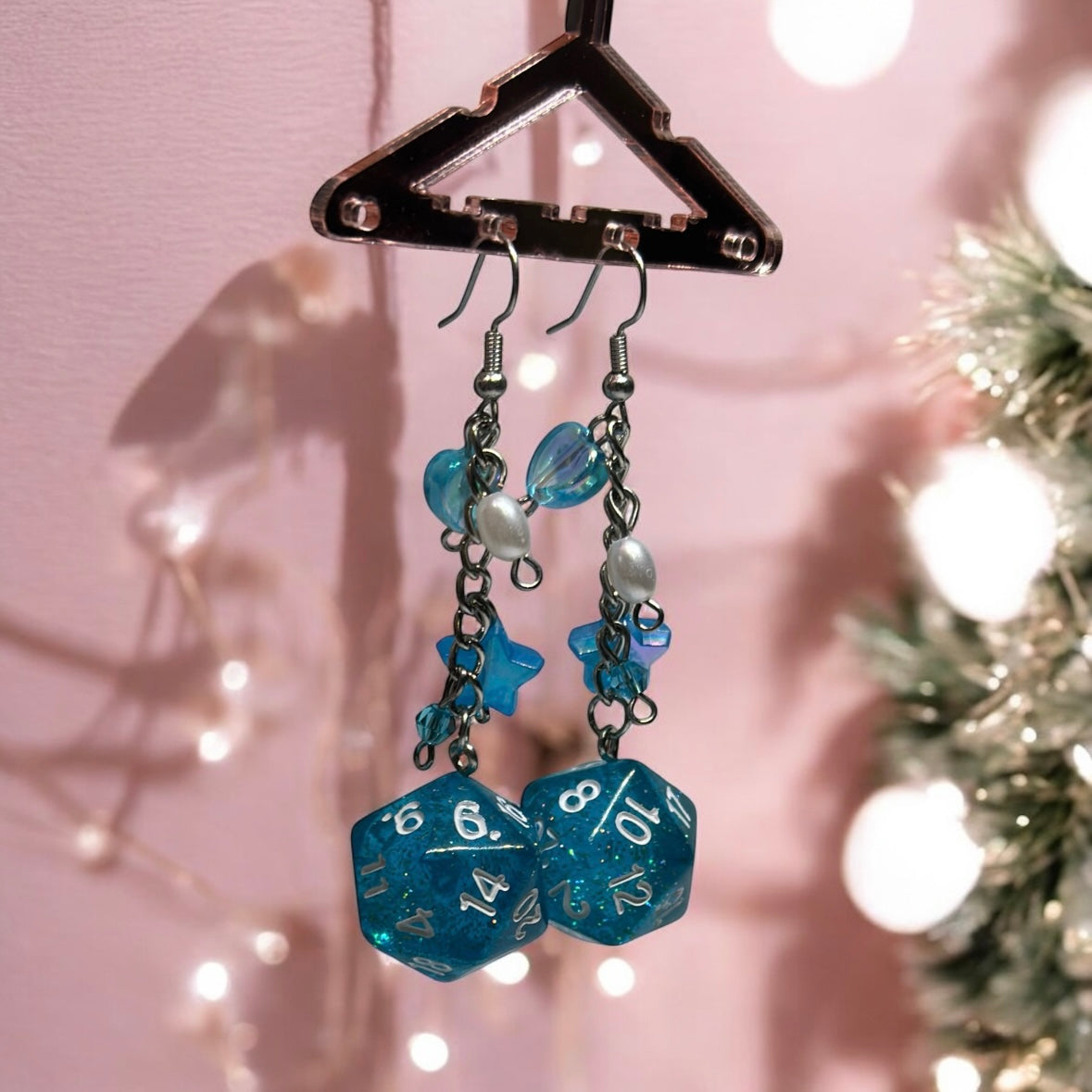 Dice earrings in blue