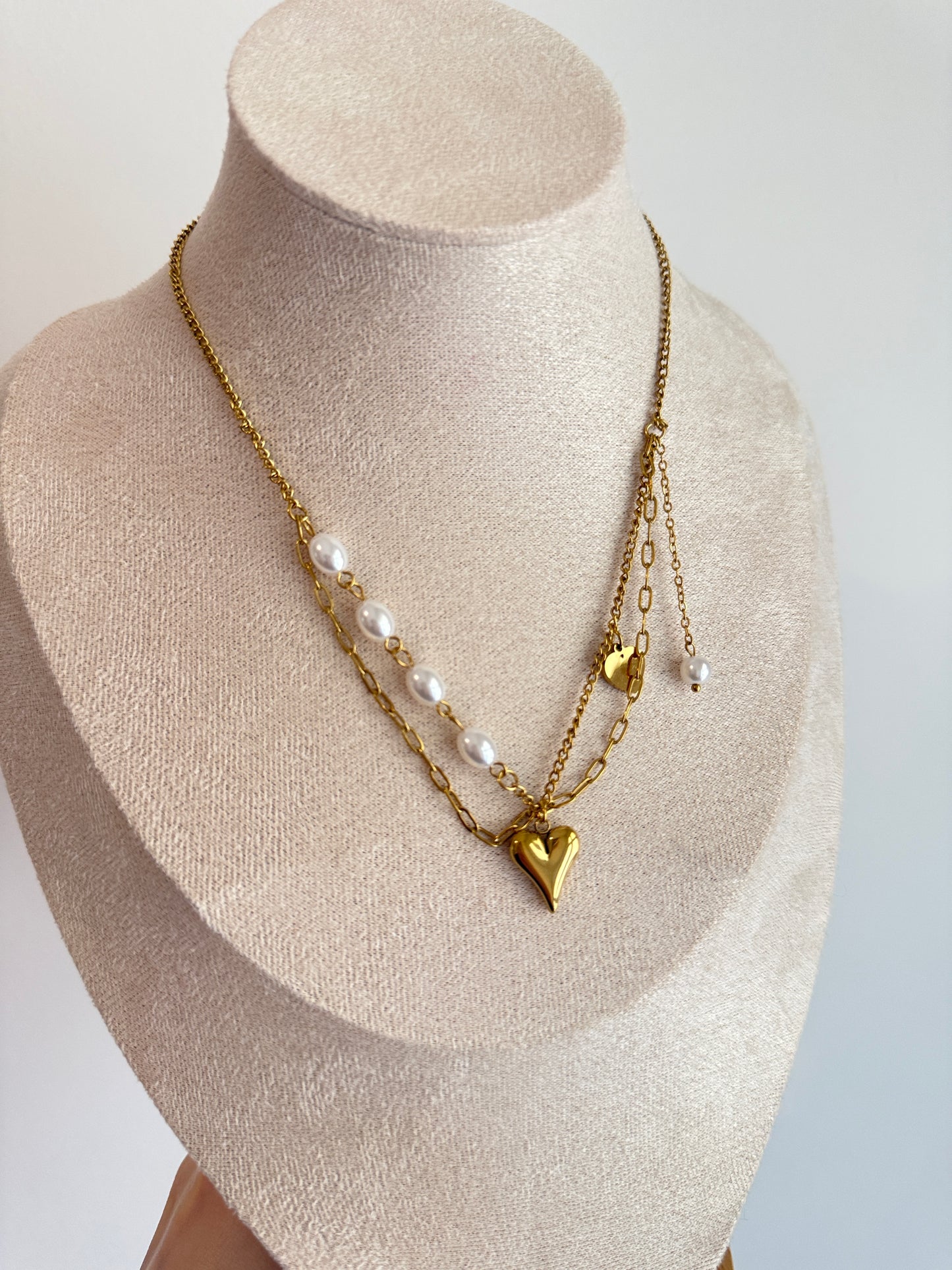 Heart Necklace with beaded pearl