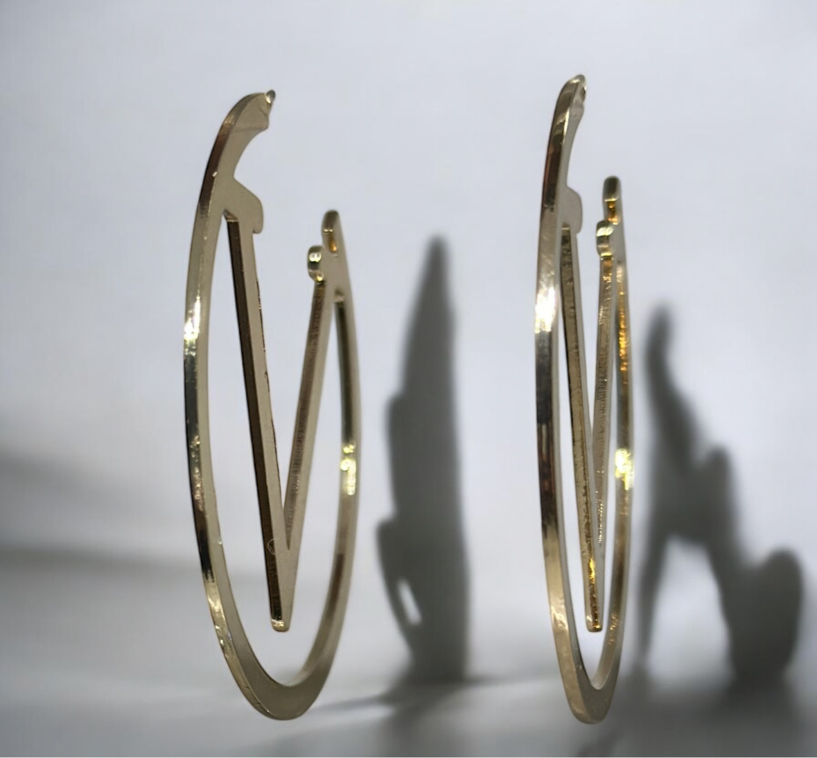 Golden Letter V hoops