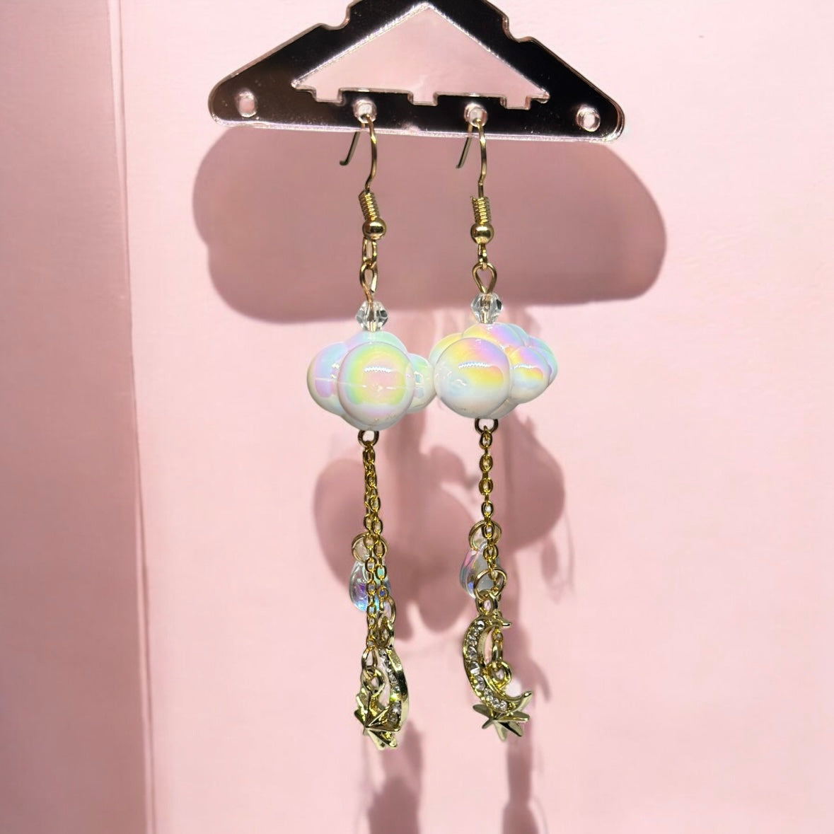 White colourful cloud earrings