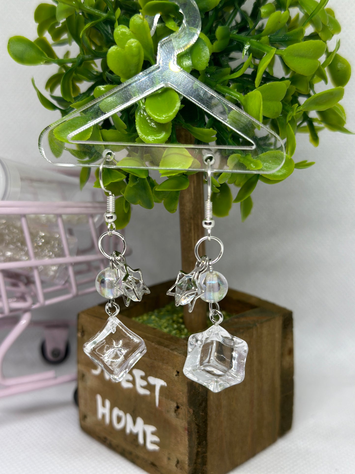 Icecube earrings | cute kawaii earrings | glitter stars earrings