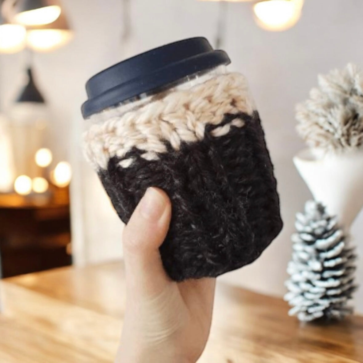 Coffee & tea Cozy | Cup sleeve| Mini gift for Coffee and tea lover | cup warmer | chunkyknit cold drink cozy | no wet cup