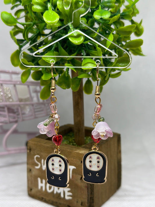 Cute baby No face man earrings | japanese anime dangle earrings | oriental decor drop earrings| cute kawaii | howl’s earrings