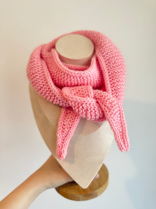 Sophie scarf in baby pink | hand knit neckechief | winter wrap | small skinny scarf | handmade gift | tiktok viral scarf | wool yarn