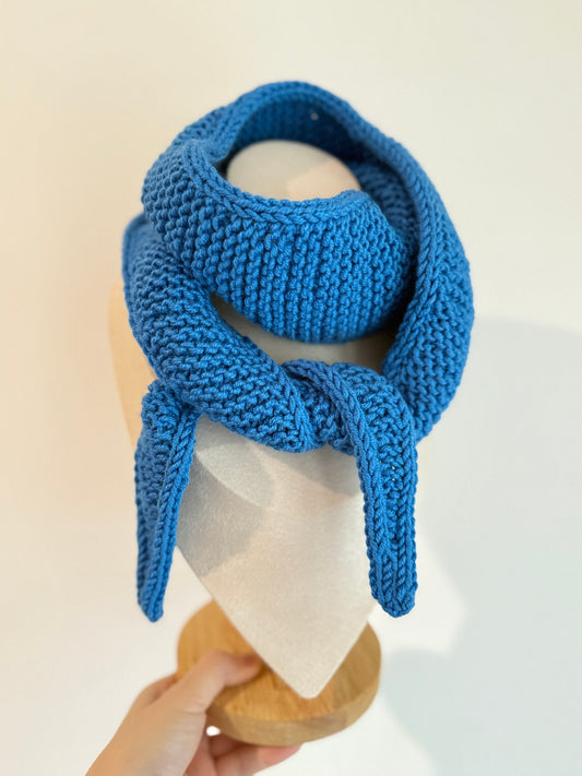 Sophie scarf in french blue  | hand knit neckechief | winter wrap | small skinny scarf | handmade gift | tiktok viral scarf | wool yarn