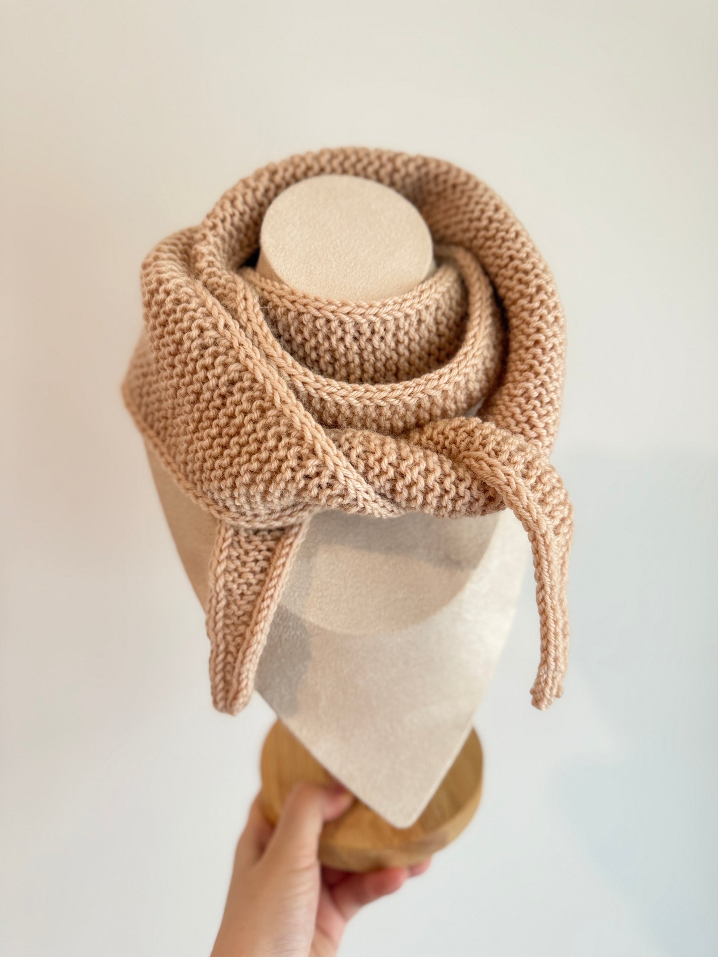 Sophie scarf in beige | hand knit neckechief | winter wrap | small skinny scarf | handmade gift | tiktok viral scarf | wool yarn - TuttyKnitty