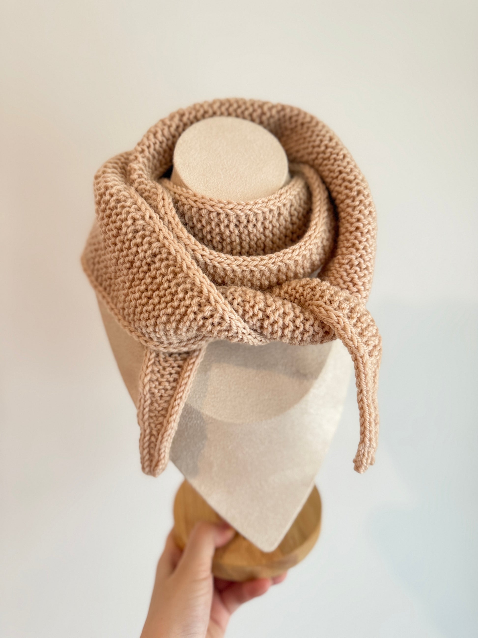 Sophie scarf in beige | hand knit neckechief | winter wrap | small skinny scarf | handmade gift | tiktok viral scarf | wool yarn - TuttyKnitty