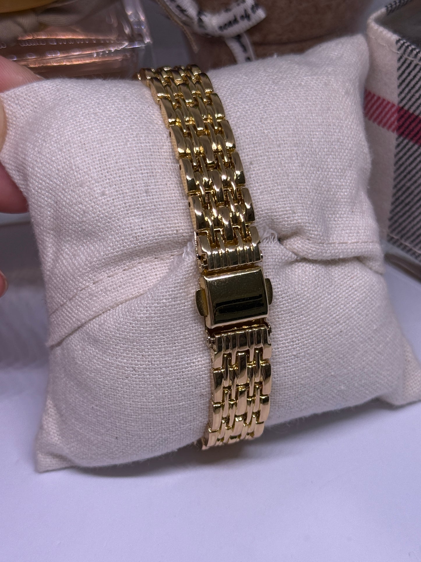 Golden tone women watch - black