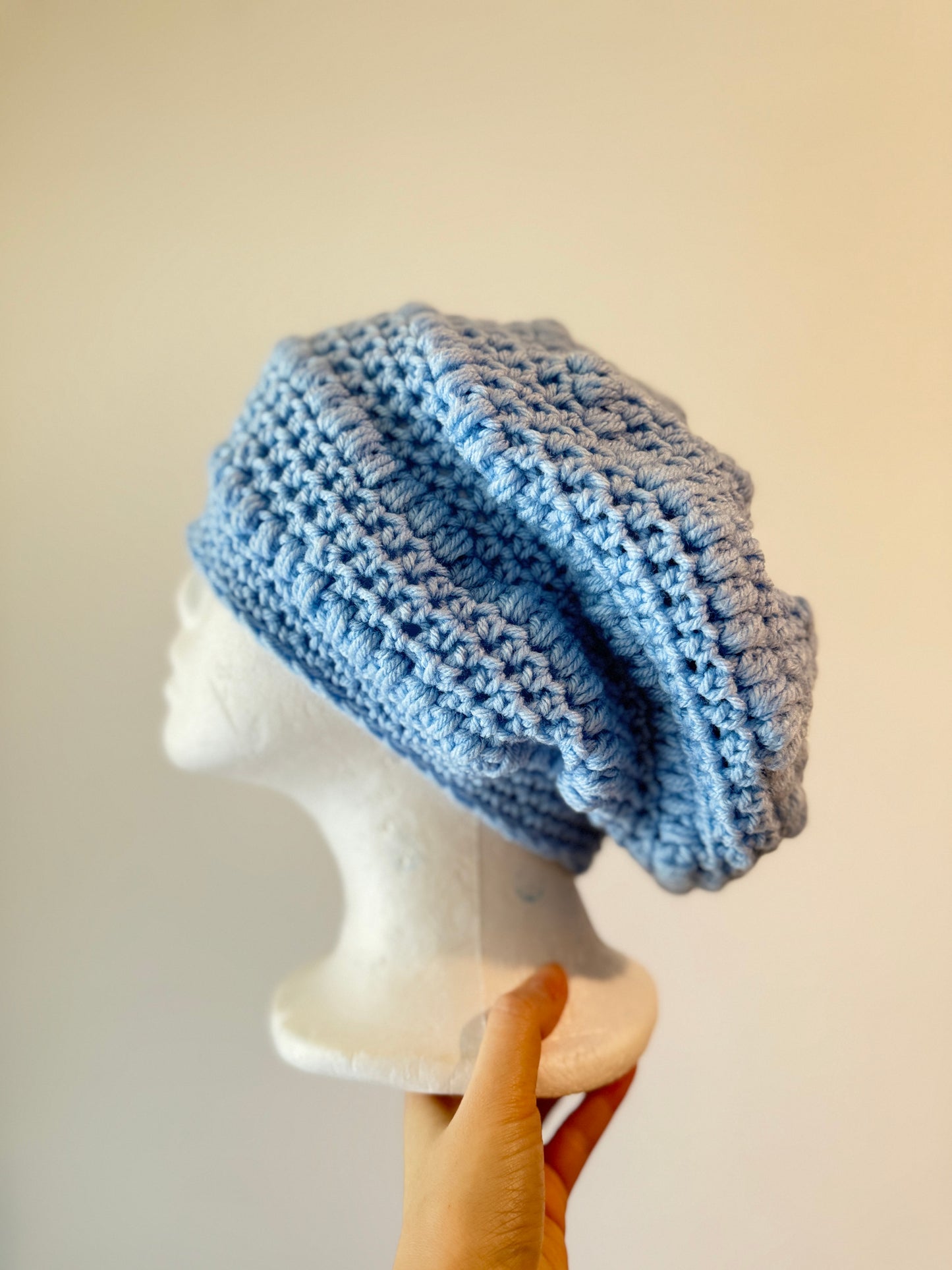 Blue crochet Slouchy Beanie | Chrochet Beret | Slouchy Hat in brown | hand Knit beanie in yellow | cozy winter beret hat