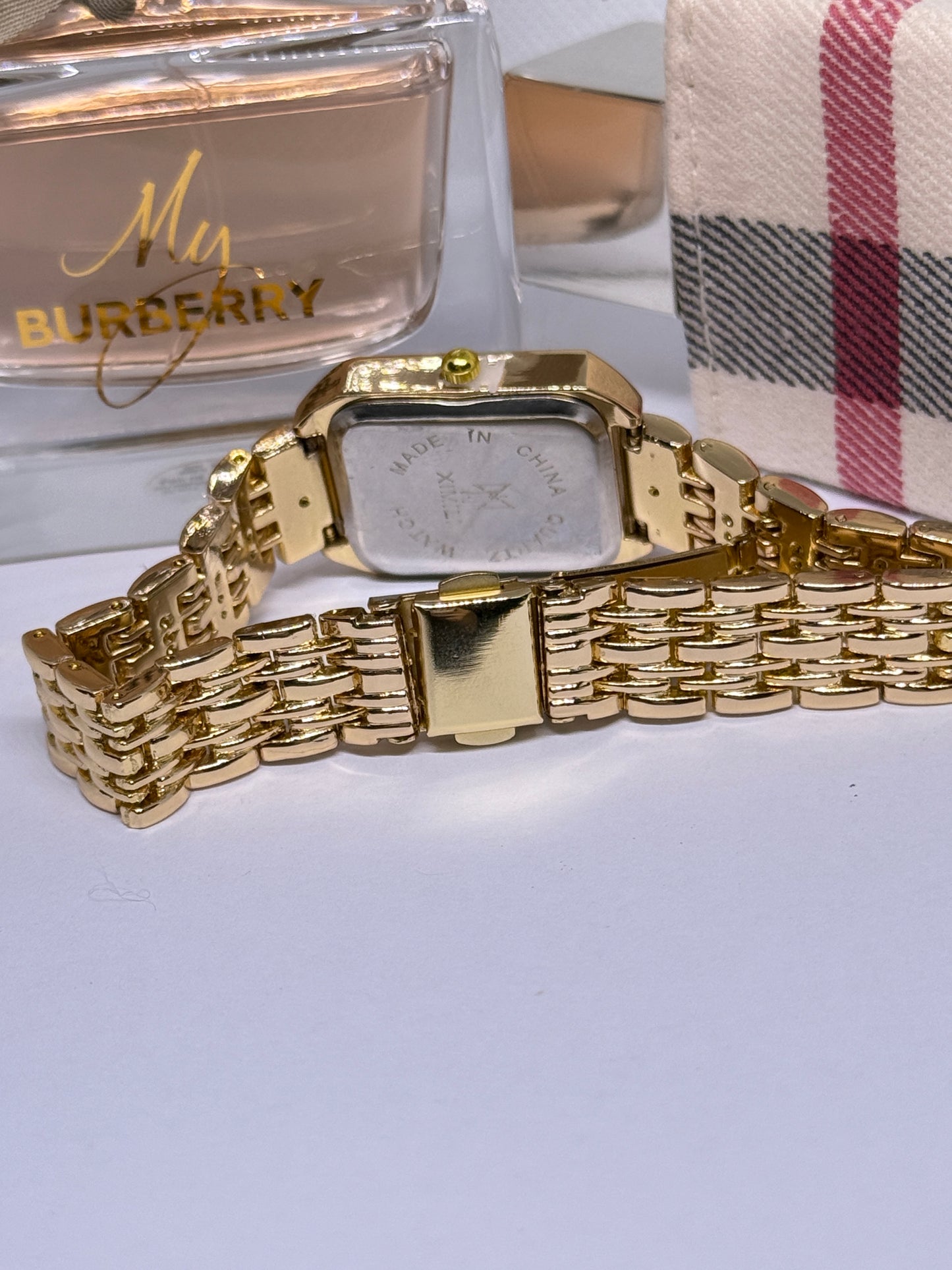 Gold tone women watch - pink