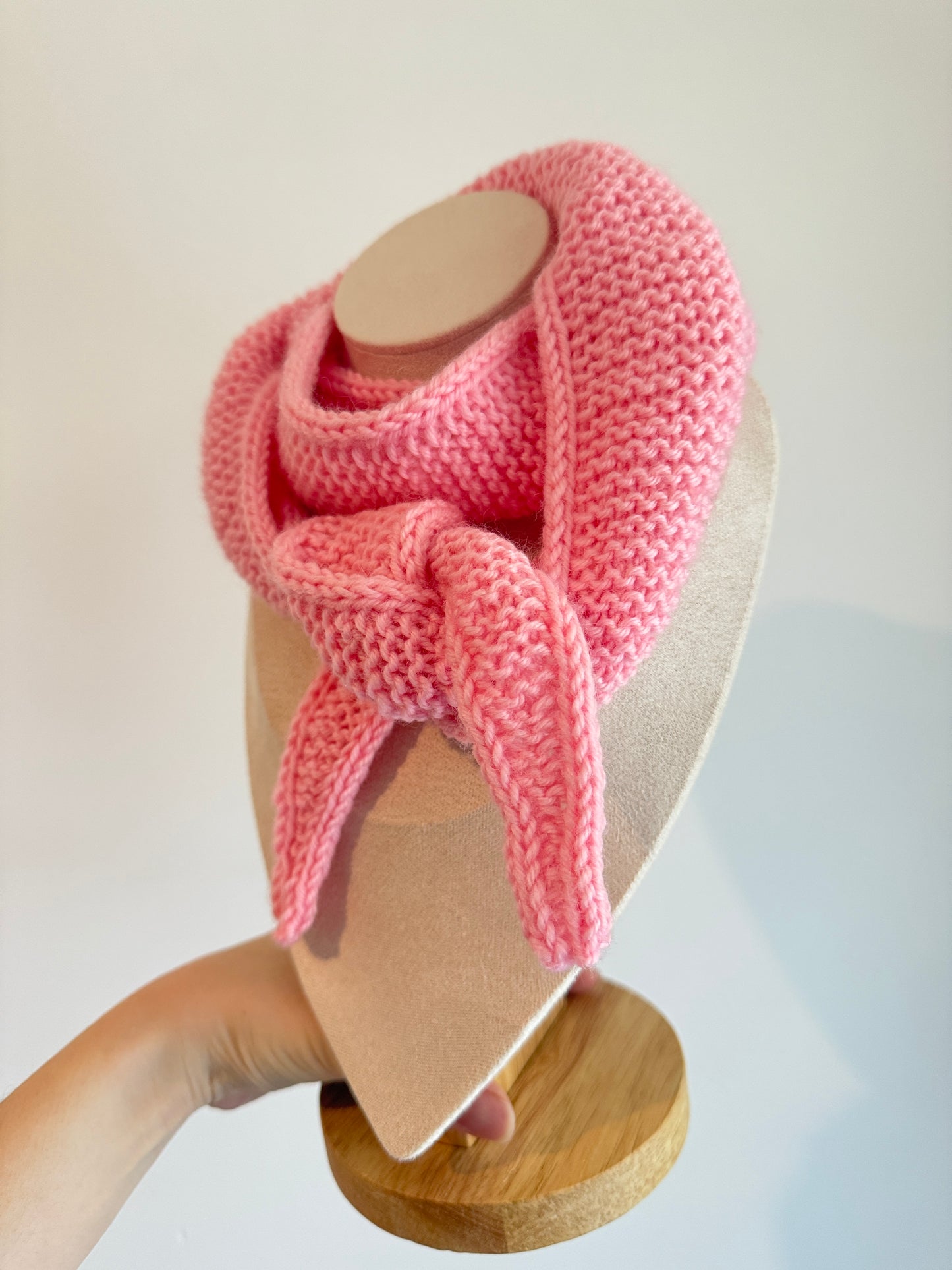Sophie scarf in baby pink | hand knit neckechief | winter wrap | small skinny scarf | handmade gift | tiktok viral scarf | wool yarn