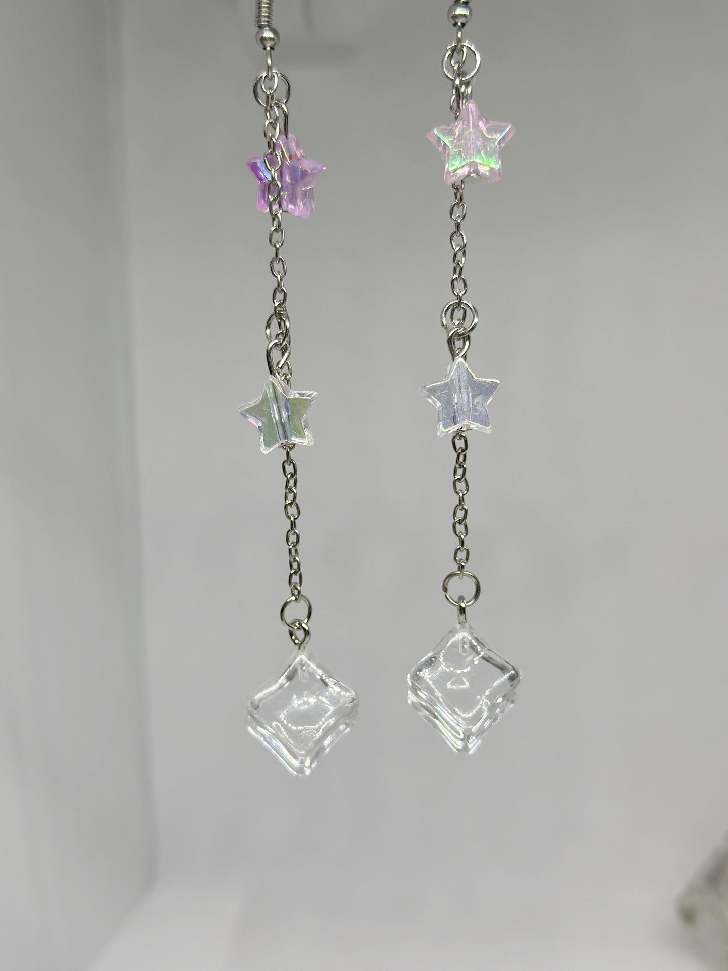 Icecube earrings | oversize statement | cute kawaii earrings | glitter stars earrings