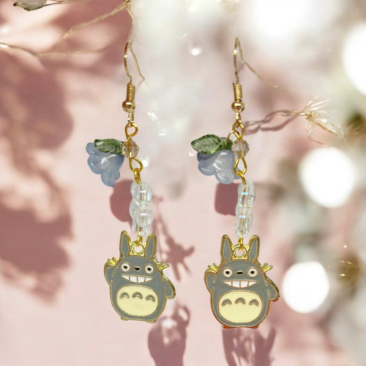 Totoro earrings | japanese anime dangle earrings | oriental decor drop earrings| cute kawaii | howl’s earrings