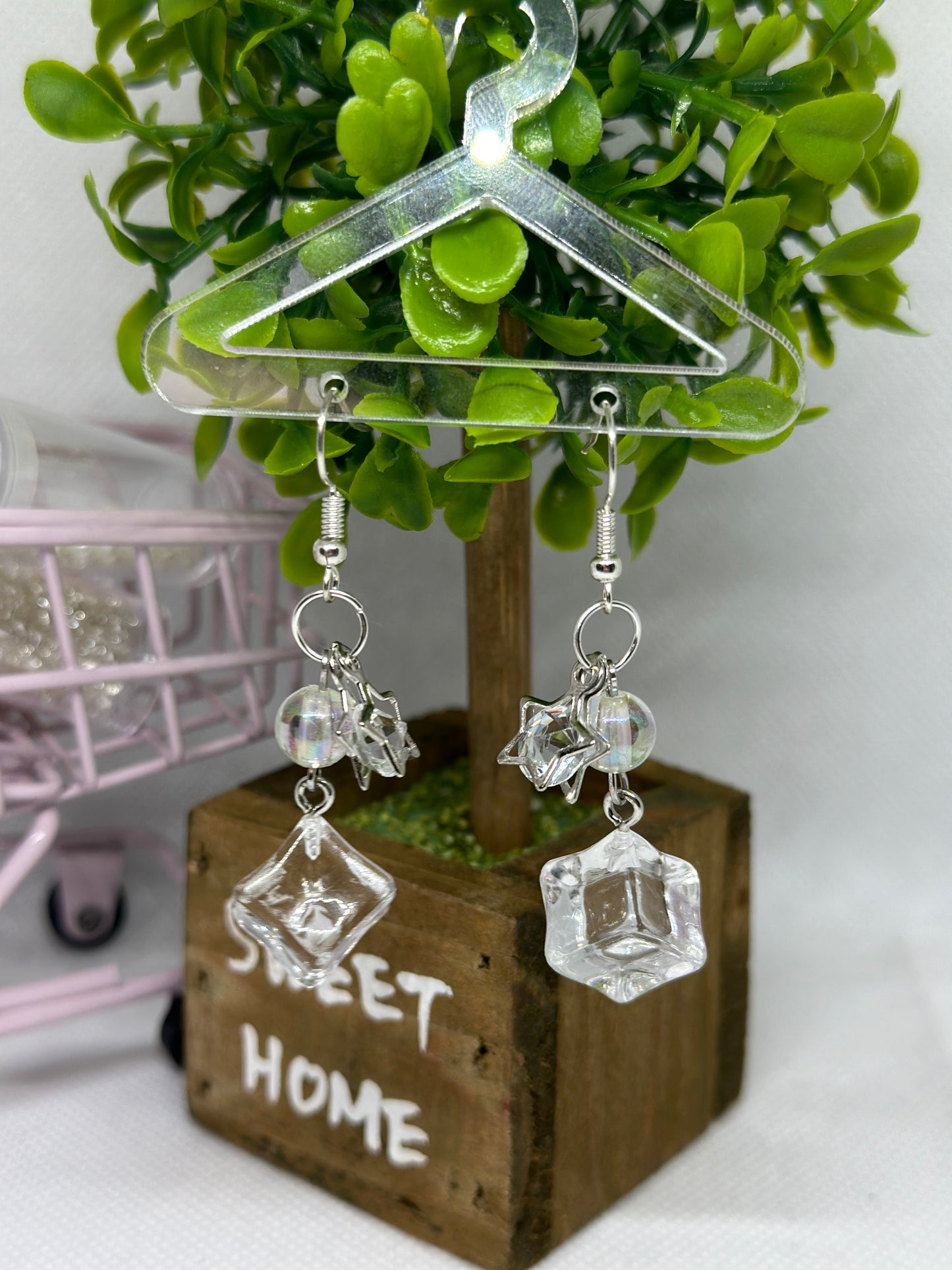 Icecube earrings | cute kawaii earrings | glitter stars earrings