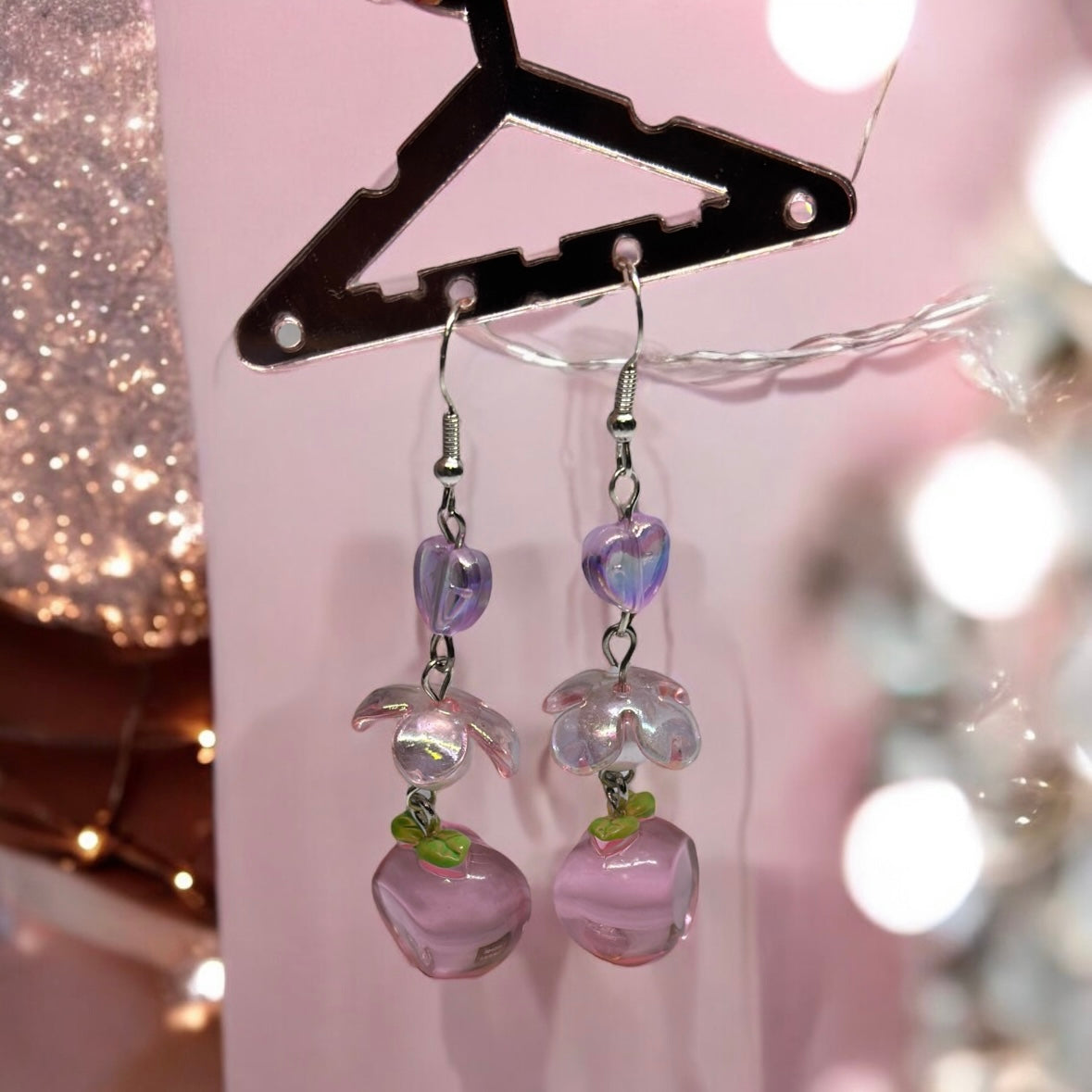 Peach dangle earrings