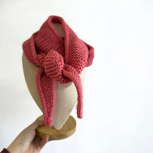 Sophie scarf in rose pink  | hand knit neckechief | winter wrap | small skinny scarf | handmade gift | tiktok viral scarf | wool yarn