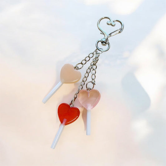 Candy lollipop bag charm | key chain | golden chain with heart bucket | y2k chain | bag lover gift