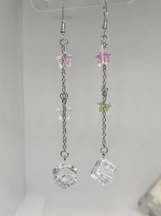 Icecube earrings | oversize statement | cute kawaii earrings | glitter stars earrings