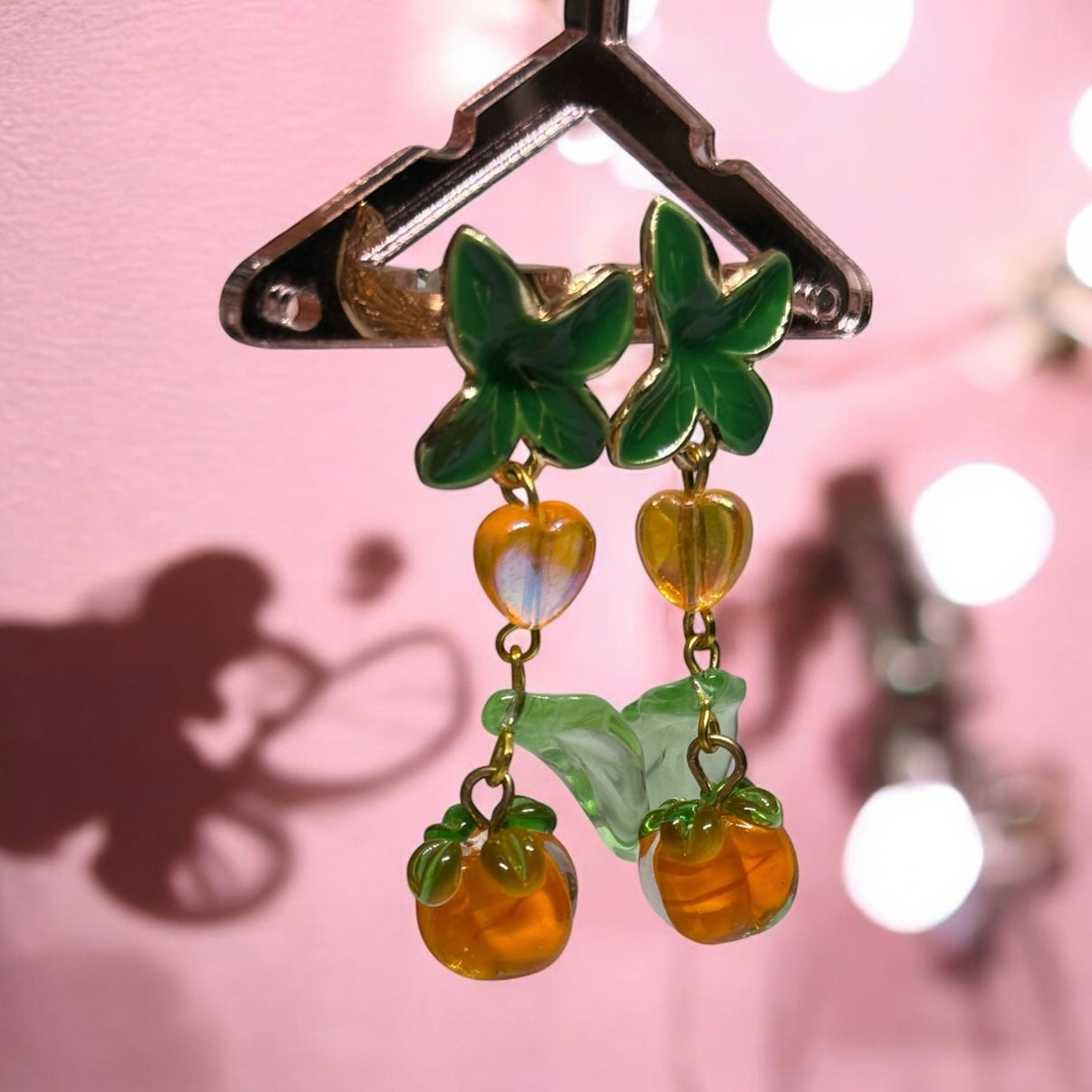 3D glass persimmon earrings | fruit lover earrings | food earrings | cute kawaii earrings |