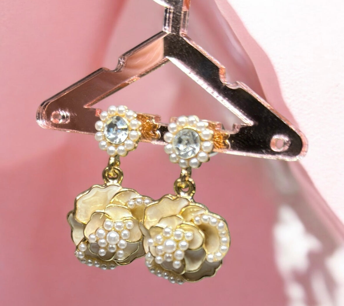 Camelia flower earrings | luxury pearl earrings