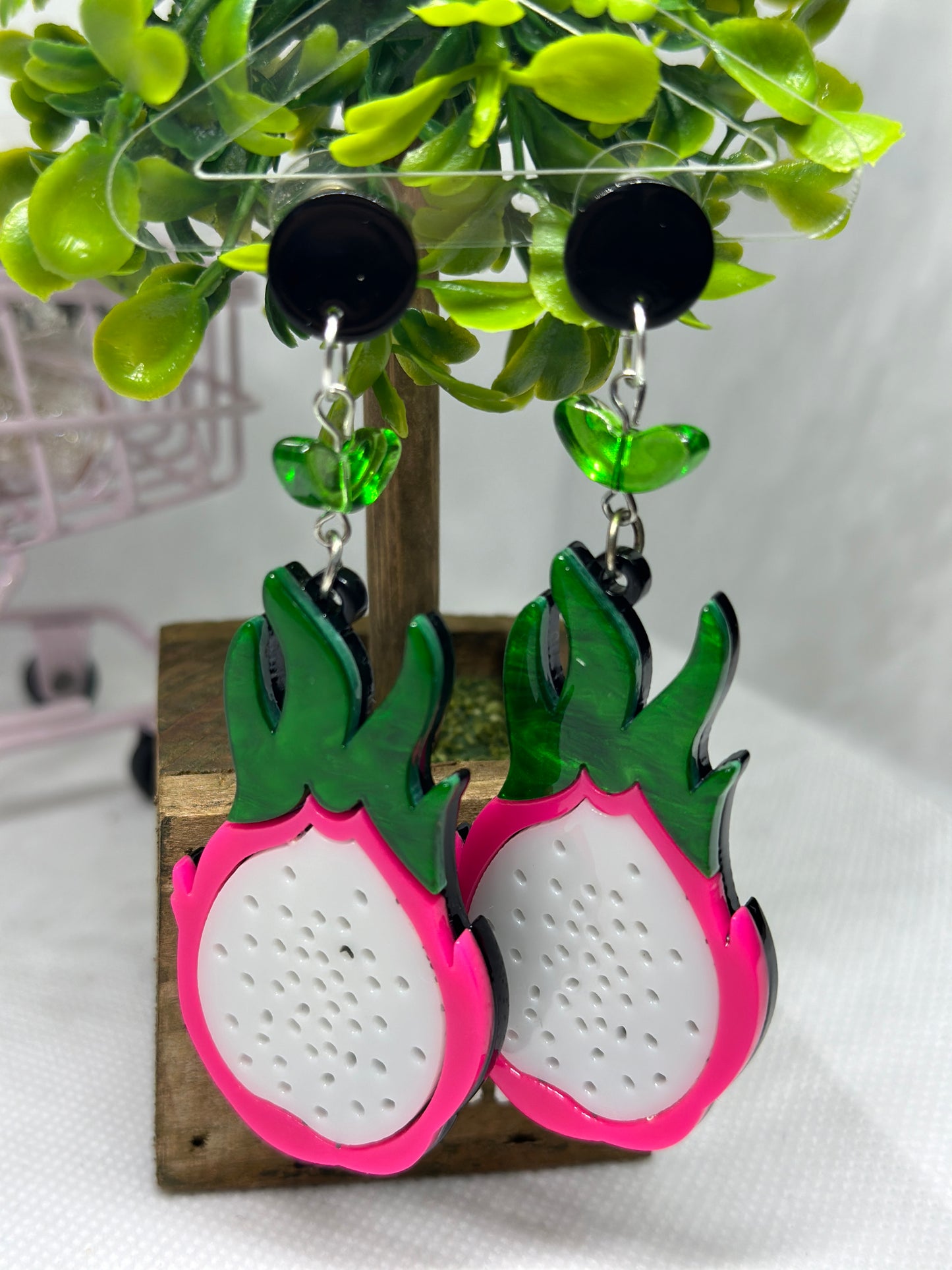 Dragon fruits acetate earrings