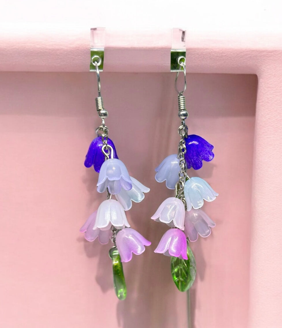 Pink purple flower earrings |mini flower earrings