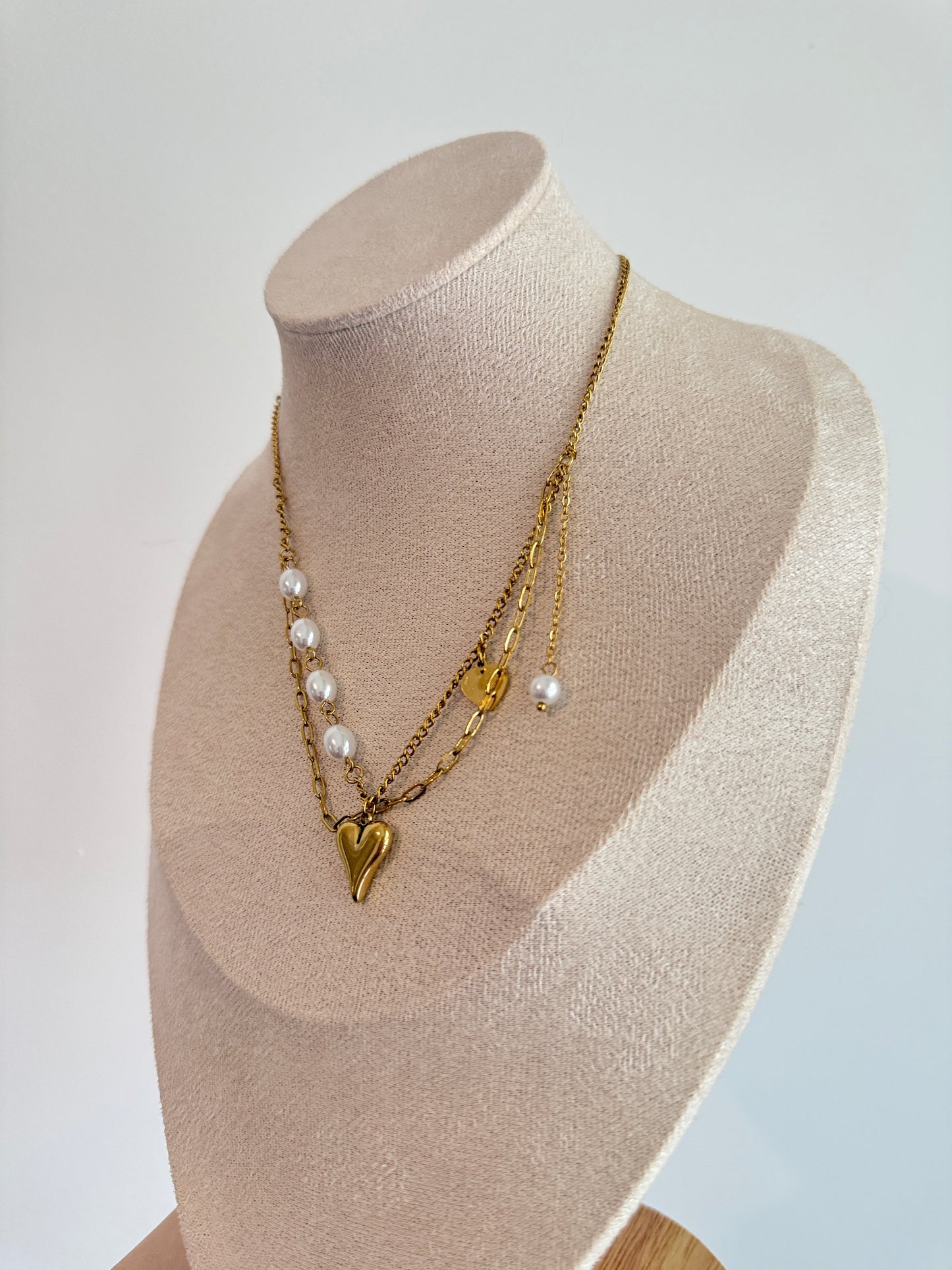 Heart Necklace with beaded pearl