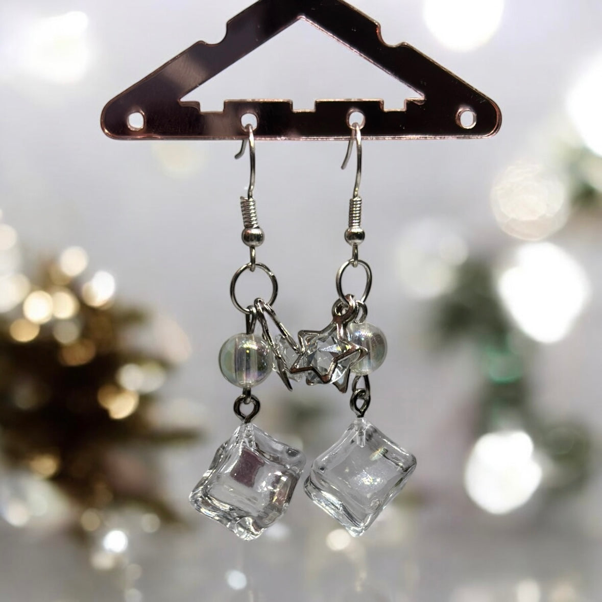 Icecube earrings | cute kawaii earrings | glitter stars earrings