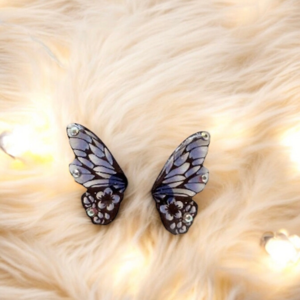 Clear coloured butterfly fairy wings earrings | Dangle aesthetic earrings | cicada wing decor party earrings